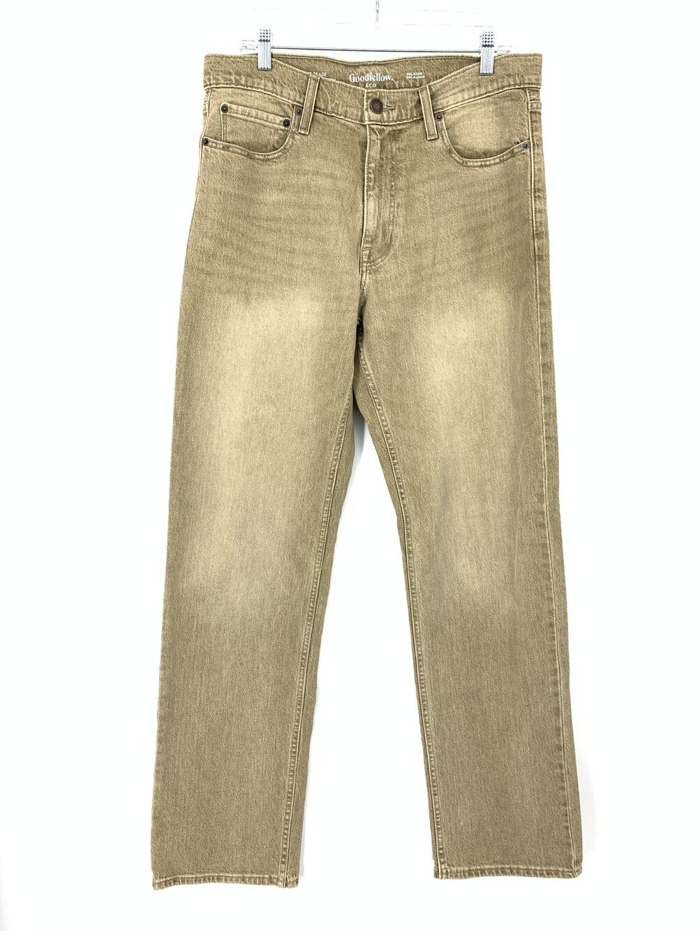 Goodfellow & Co Relaxed Fit Jeans Mens Sz 34 X 34 Tan Beige Denim